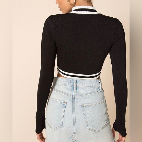 Superdown Janelle Striped Crop Top Black White - Picture 4 of 10